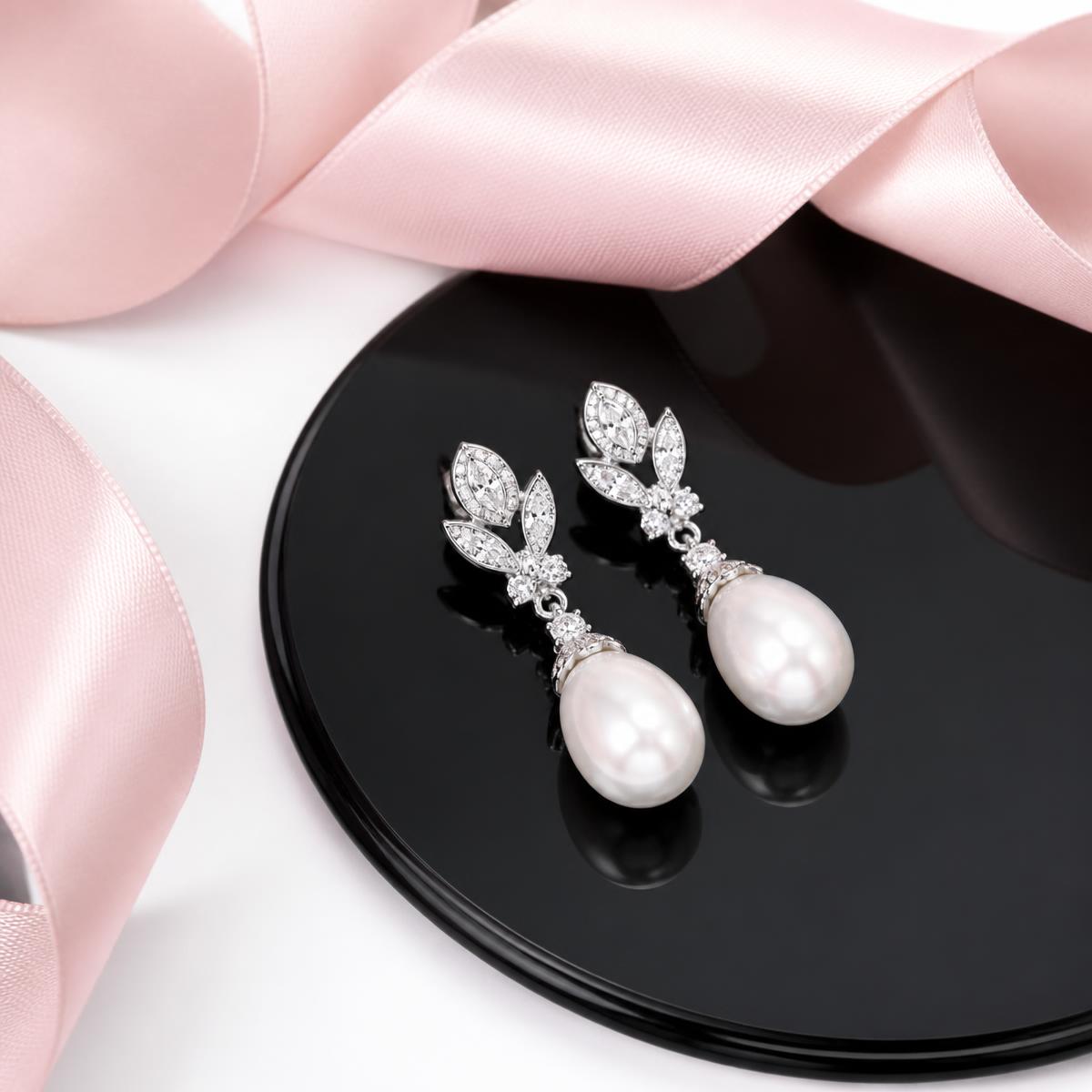 Freshwater pearl drop earrings with gold hooks